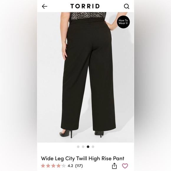 Torrid Wide Leg CityTwill High Rise Pant Black Size 16 Tall - Picture 8 of 9
